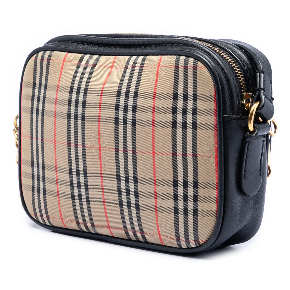 Pre-Loved Burberry 1983 Knight Check Canvas and Calfskin Link Camera Bag - Picture 2 of 7